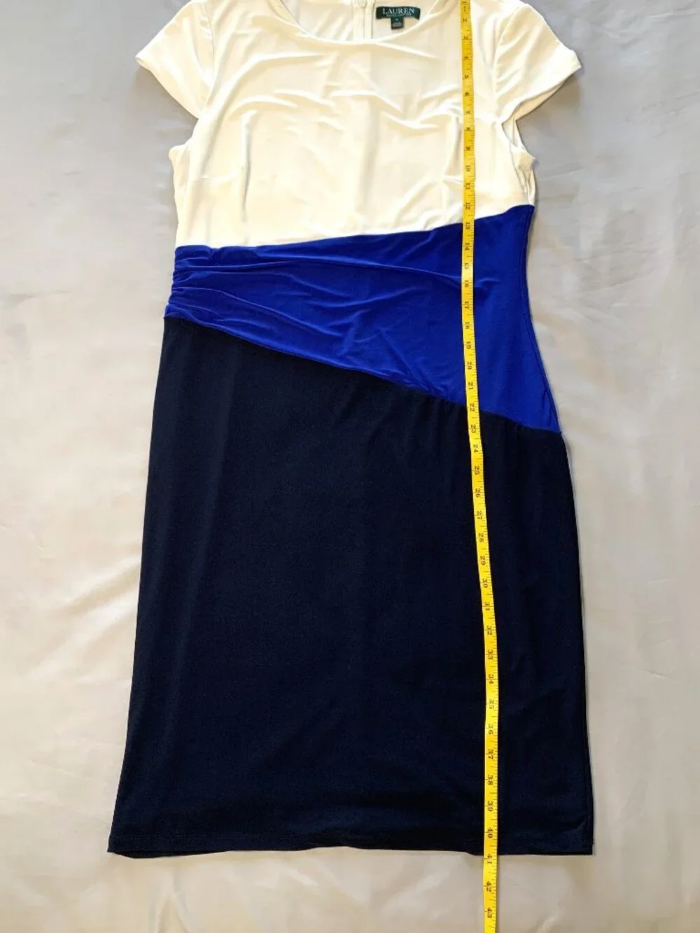 Lauren Ralph Lauren Dress Women White Blue Black Size 14 Short Sleeves